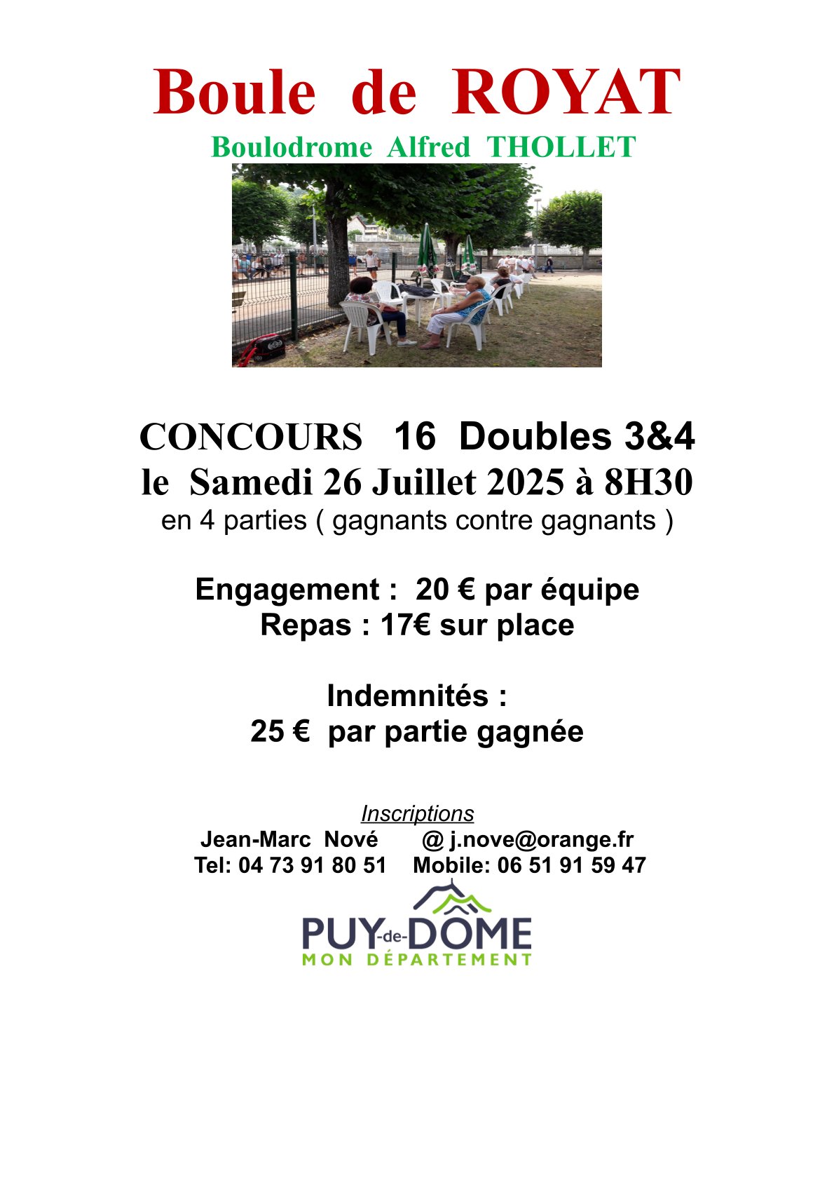 affiche concours doubles royat 26 juillet