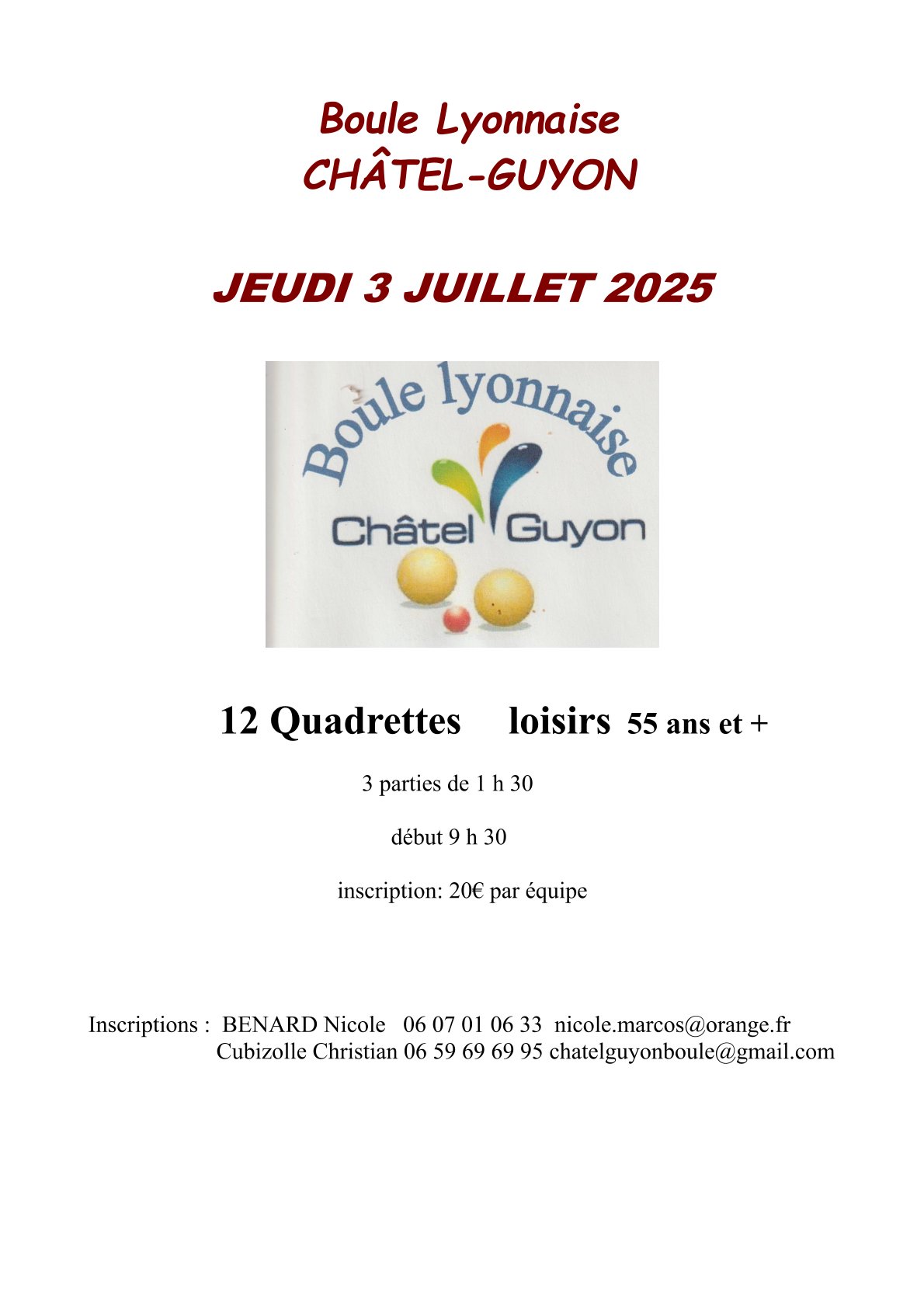 affiche concours chatel guyon 3 juillet 2025