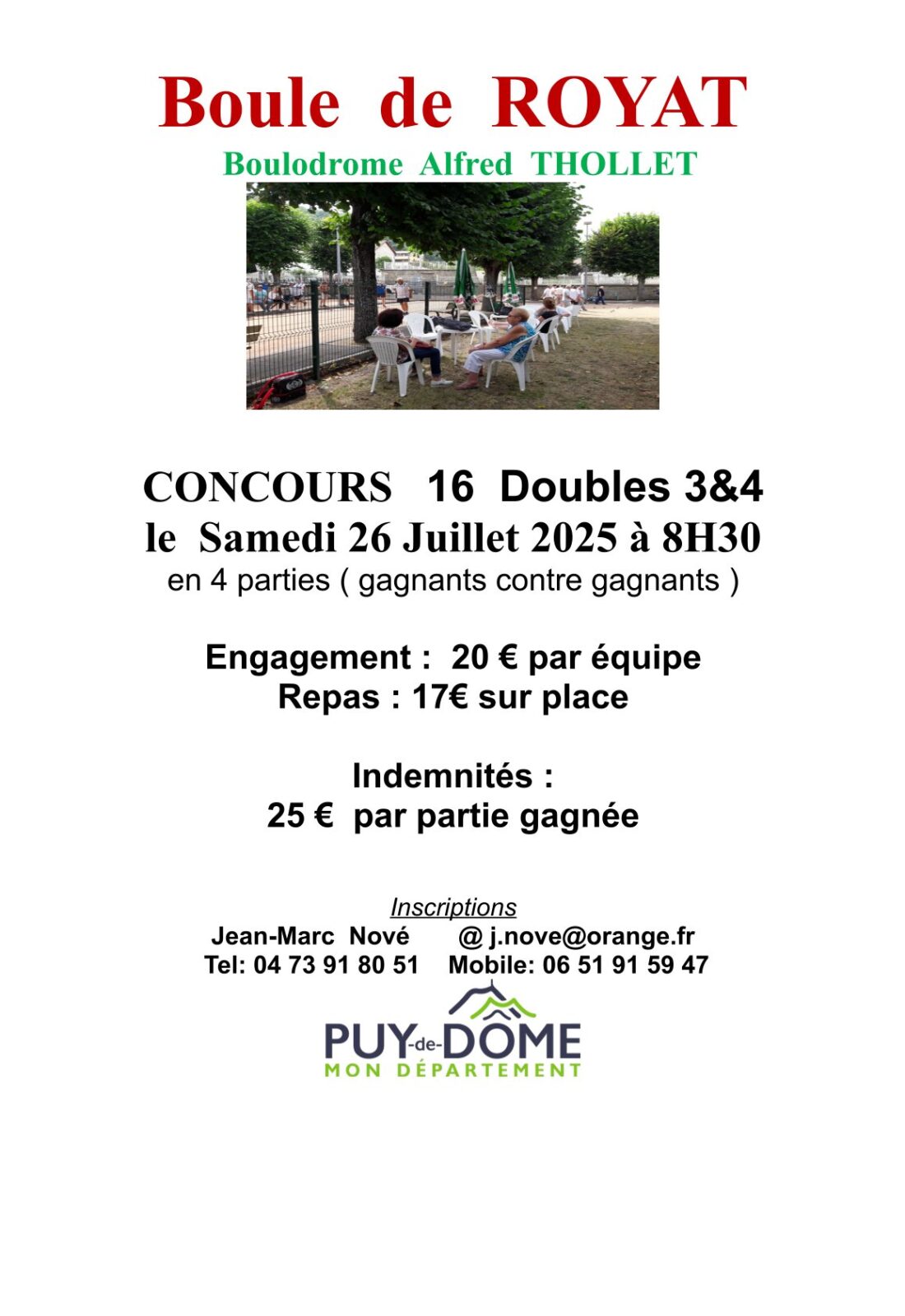 affiche concours doubles royat 26 juillet