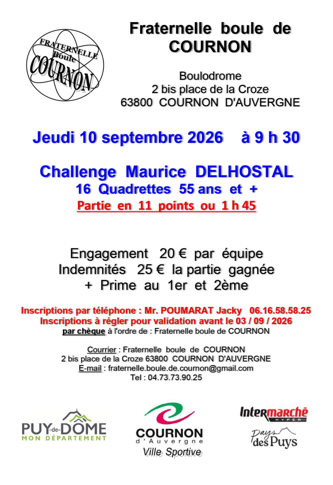 Affiche concours quadrettes Cournon 10 septembre 2026